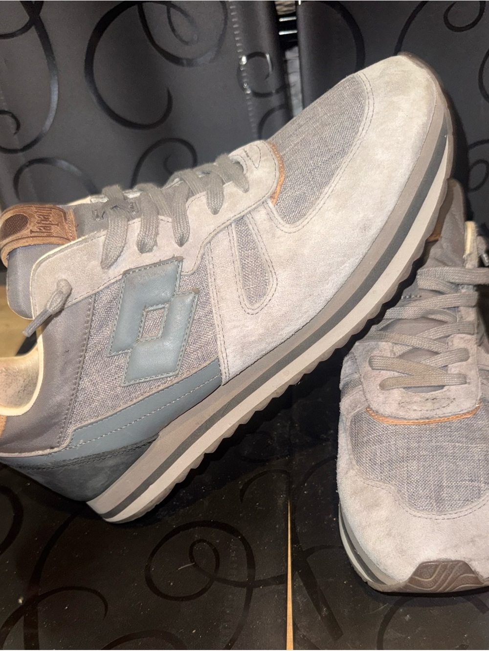 OTTO Men's Gray Suede & Fabric Running-Style Sneakers